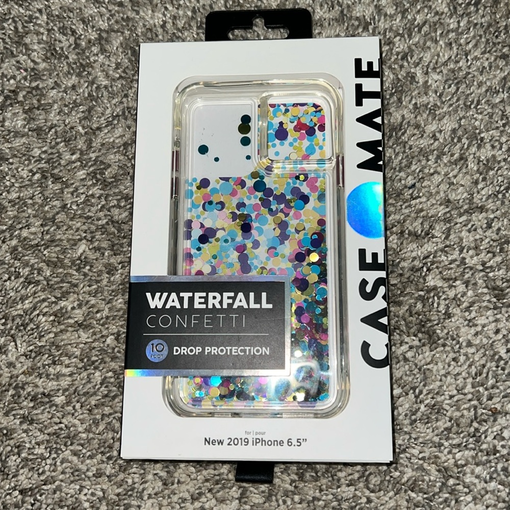 Casemate IPhone 2019 6.5” clear with multi color waterfall confetti